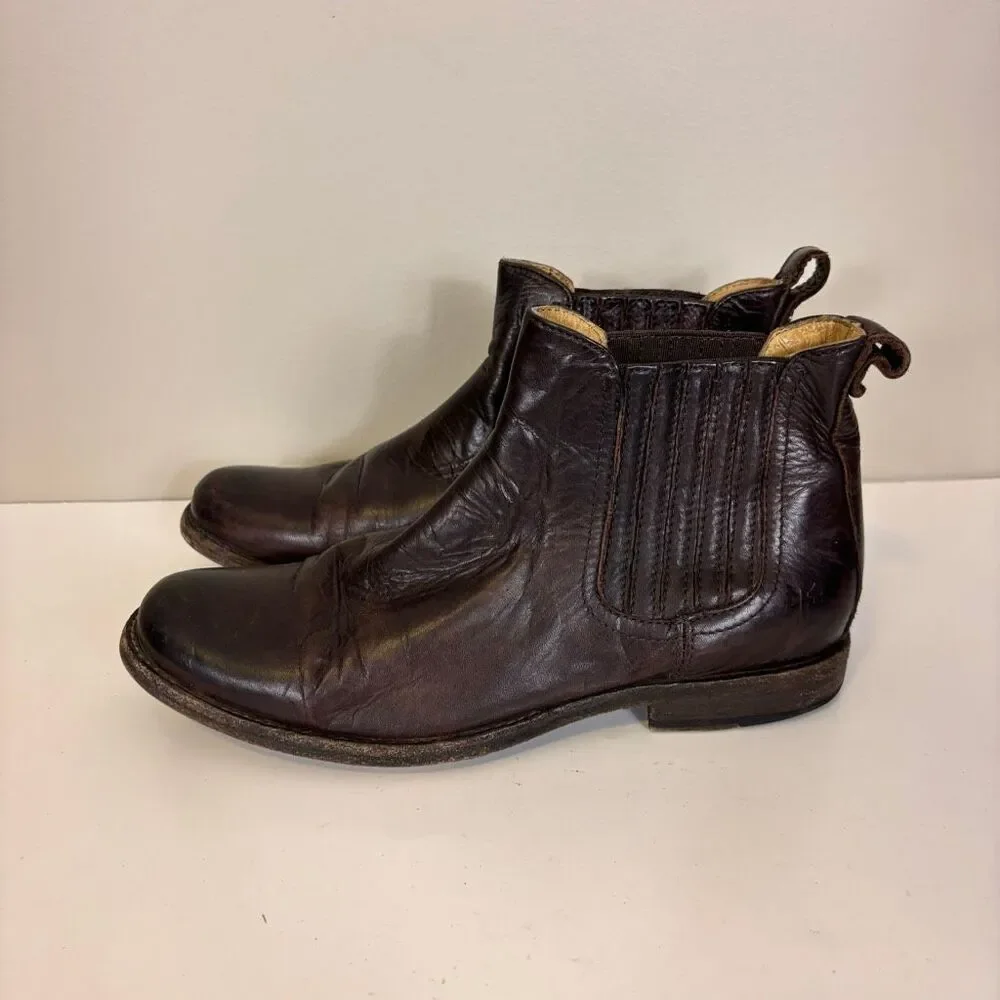 Frye‎ Brown Leather Women's Pull On Chelsea Ankle Boots Size 9